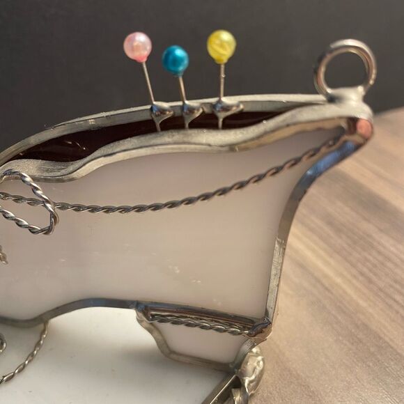 Vintage Stained Glass Standing Shoe Paperweight Ornament White EUC - Picture 4 of 9